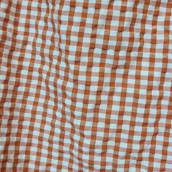 Free People West Side Tie Orange Gingham Check Seersucker Taper Leg Cropped Pant - Picture 5 of 12